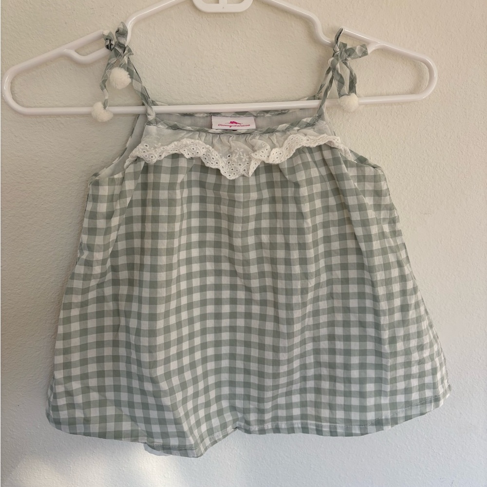 Tommy Bahama Girls Sage Green Gingham Tie-Shoulder Tank